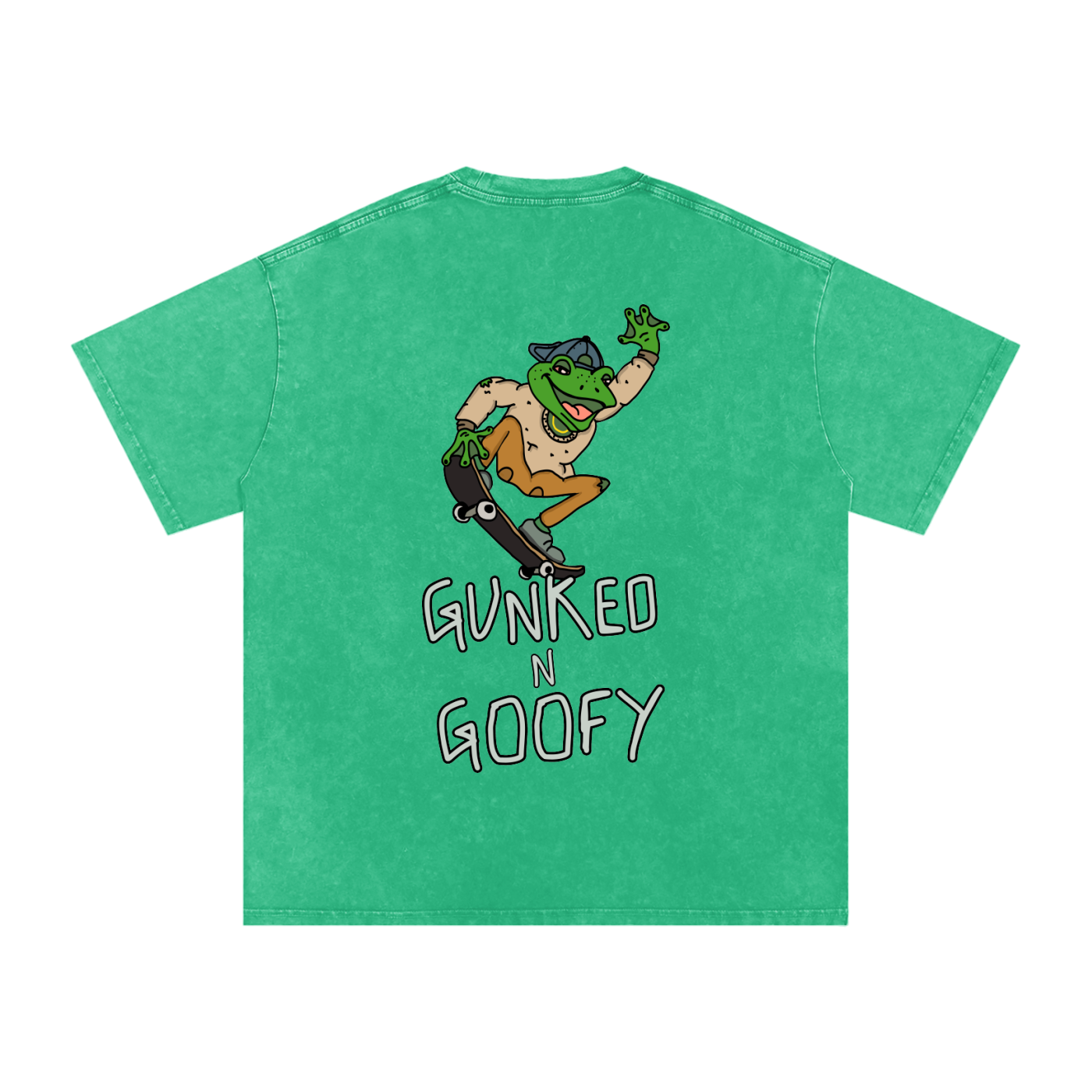 GUNKED N GOOFY-SKELLY-Oversized Snow Washed Tee
