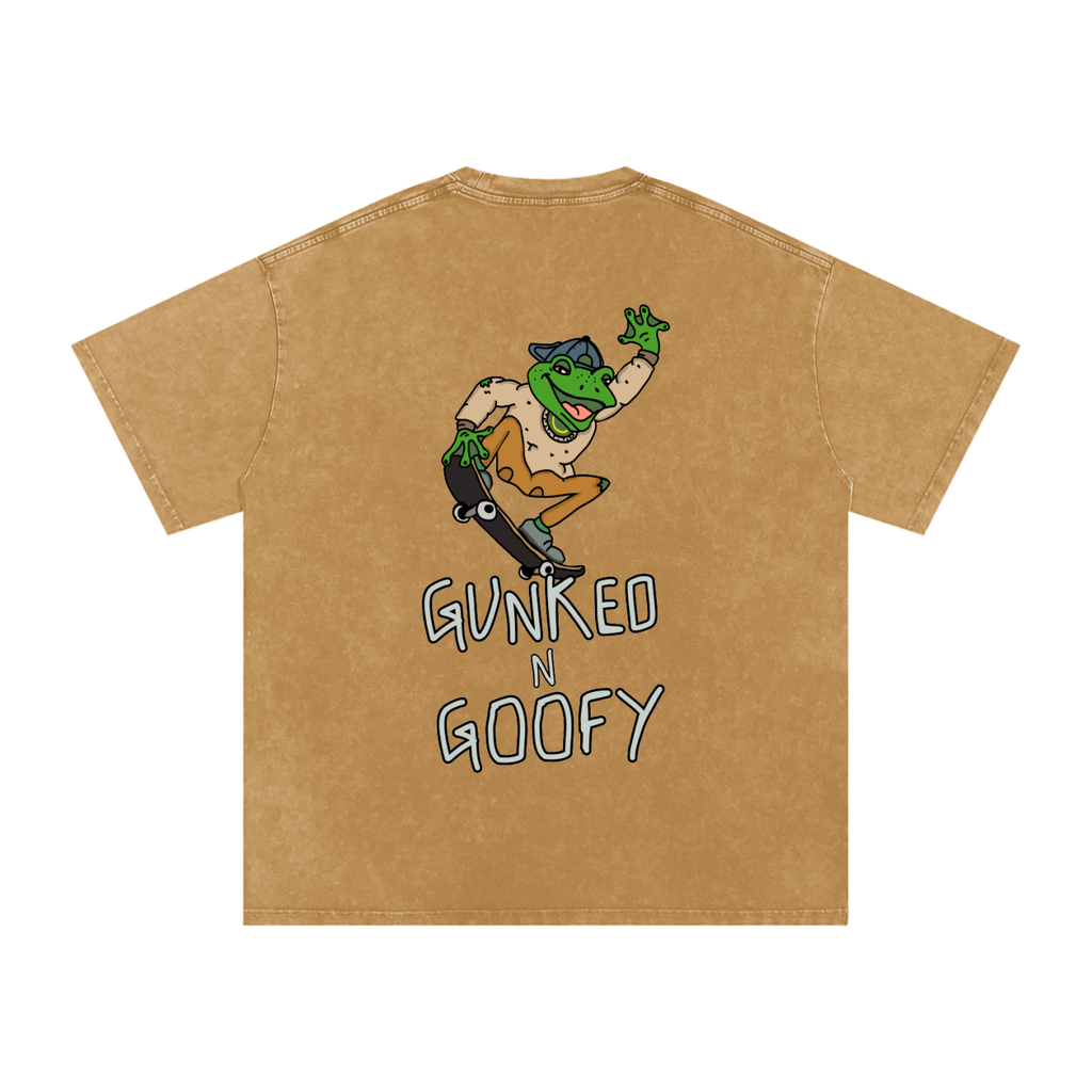 GUNKED N GOOFY-SKELLY-Oversized Snow Washed Tee
