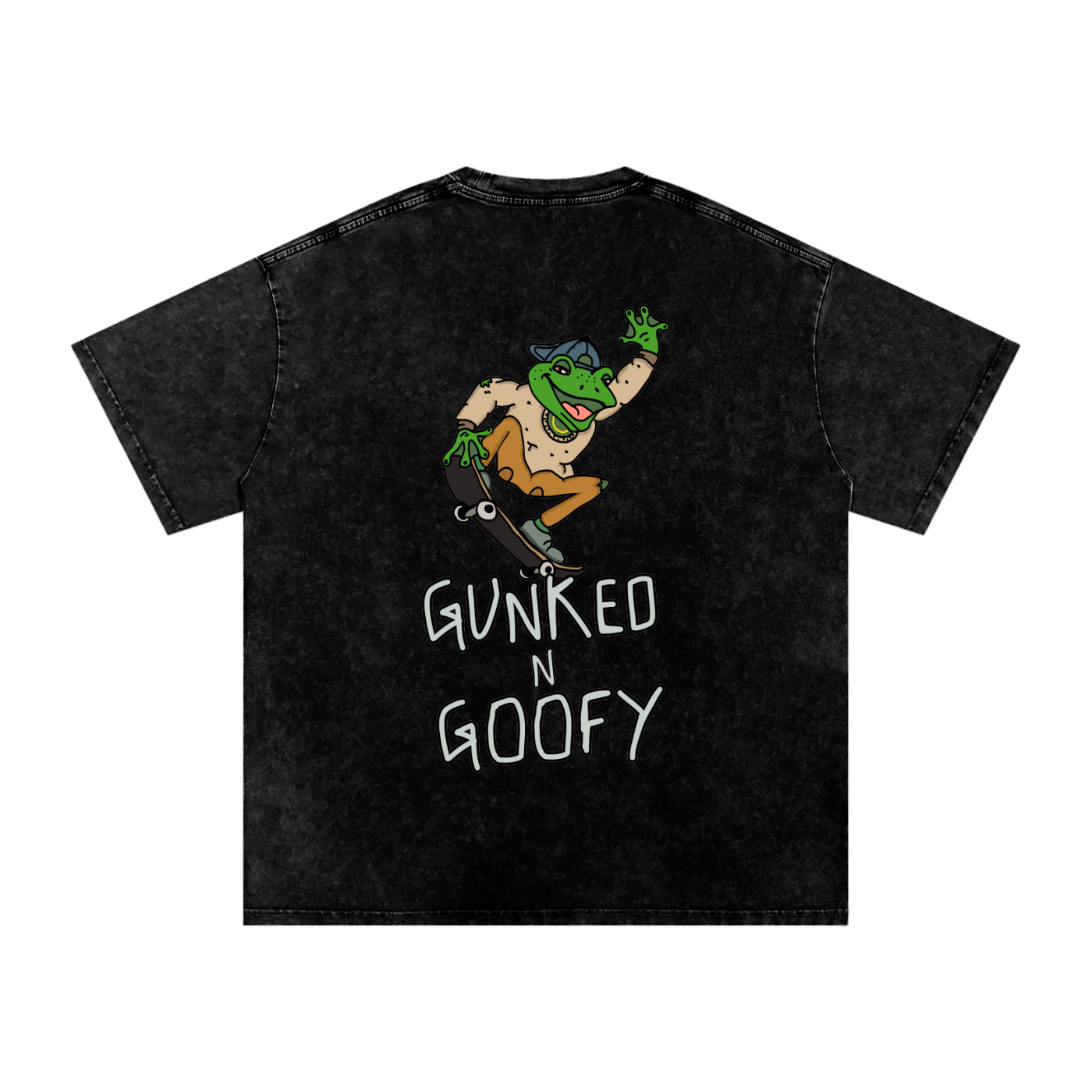 GUNKED N GOOFY-SKELLY-Oversized Snow Washed Tee